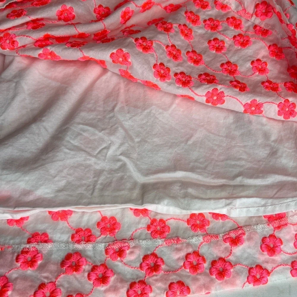 J Crew Neon Pink Floral Embroidered Halter Dress SZ 4